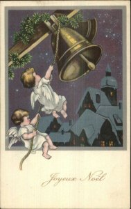 Belgian Christmas - Cherubs Ringing Bells Old Postcard