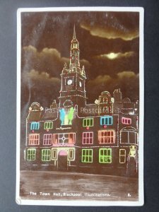 Lancashire BLACKPOOL ILLUMINATIONS The Town Hall c1931 RP