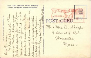 Palm Beach Florida FL Golfing at Breakers c1930s-40s Linen Postcard