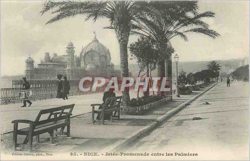 Old Postcard Nice La Jetee Promenade between Palms