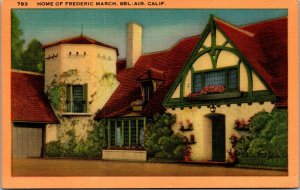 Vtg Bel-Air California CA Residence Home of Frederic March 1930s Linen Postcard