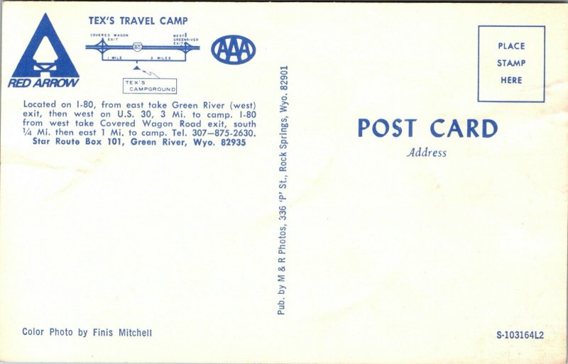 Postcard Tex's Travel Camp in Green River, Wyoming~132214