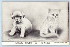 V Colby Artist Signed Postcard Puppy Dog And Cat Ocean City New Jersey NJ 1910