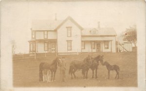 J28/ Interesting RPPC Postcard c1910 Farming Occupational Horse Breeder 56