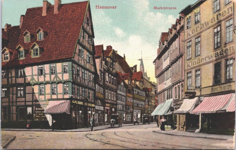 Germany Hannover Marktstrasse Vintage Postcard 03.18