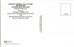 2005 Unused Cooperstown Hall of Fame Induction Plaque Postcard Babe Ruth 