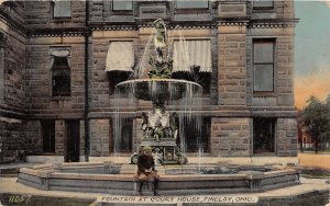 J61/ Findlay Ohio Postcard c1910 Fountain at Court House Building 304