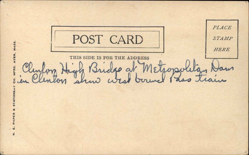 Clinton MA B&M RR Train Trestle c1905 Postcard