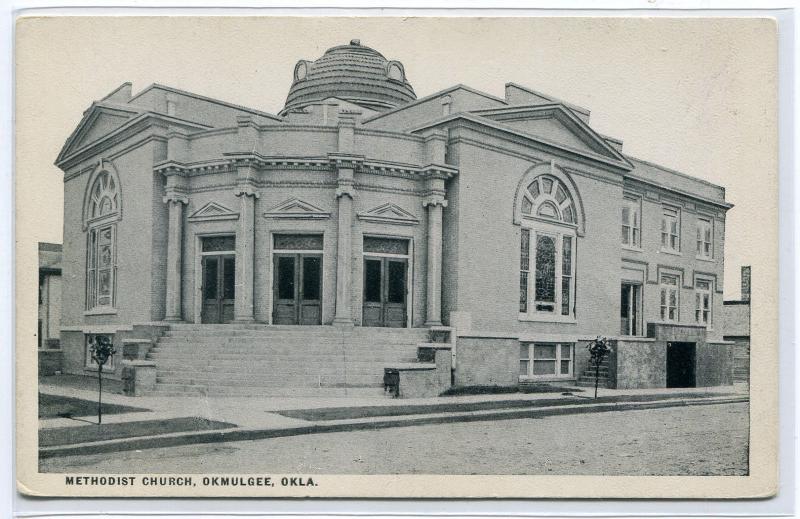 Methodist Church Okmulgee Oklahoma 1920s postcard