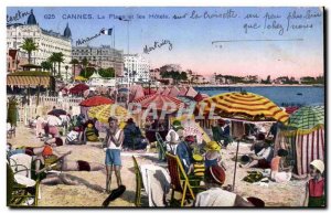 Cannes Old Postcard Beach and hotels