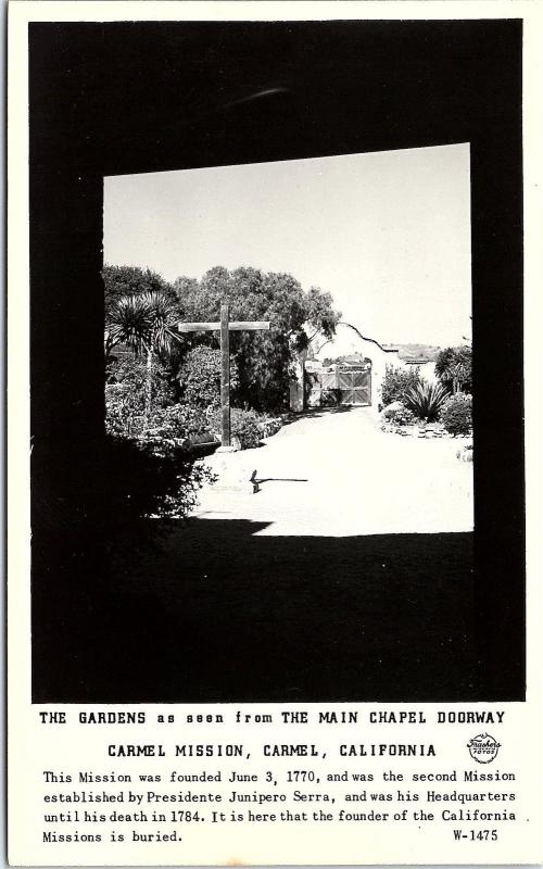 RPPC CA Carmel Mission The Gardens Main Chapel Doorway Real Photo Postcard