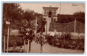 Hungary Postcard Garden and Entrance to the Building c1910 RPPC Photo