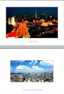 2~4X6 Postcards  Shanghai, China THE PEOPLE'S SQUARE/Night View & HUANGPU RIVER