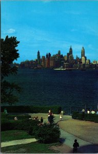 Vtg New York City NY New York Skyline from Liberty Island Chrome View Postcard