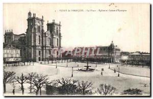 Old Postcard Vitry Le Francois The Church Square and Caisse d'Epargne