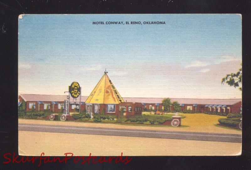 EL RENO OKLAHOMA ROUTE 66 MOTEL CONWAY LINEN ADVERTISING POSTCARD OKLA.