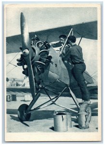 Czechoslovakia Postcard Airplane Replenishment of Propellant Mass c1940's