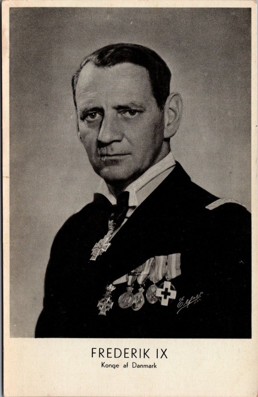 Denmark Frederik IX Konge af Danmark King Vintage Postcard C025