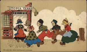 Utopia Yarn Ad Advertising Dutch Children c1910 Vintage Postcard