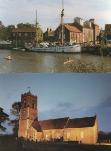 Snape Church at Night Illuminations Suffolk Rowing Boats 2x Postcard s