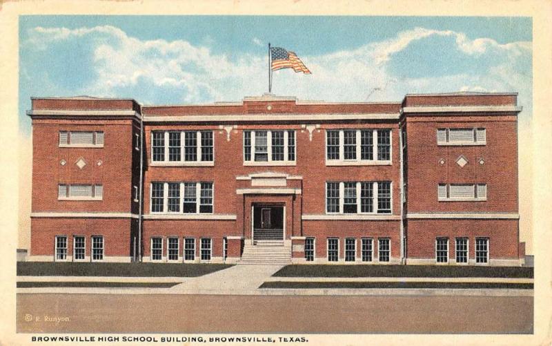 Brownsville Texas High School Bldg Exterior Antique Postcard K24642