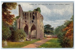 Melrose Scotland Postcard Tomb of Sir Walter Scott Dryburgh Abbey c1910