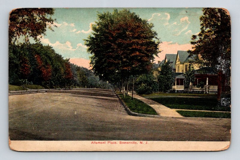 Somerville New Jersey Altamont Place Scenic Streetview DB UNP Postcard