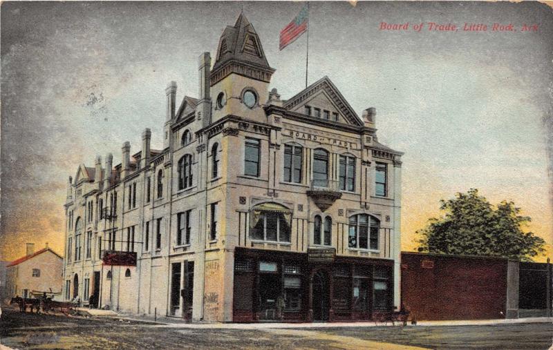 LITTLE ROCK ARKANSAS BOARD OF TRADE POSTCARD c1907 MEM & SO McALESTER RPO