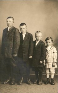 Brothers Great Studio Image American Italian Boys Real Photo Vintage Postcard