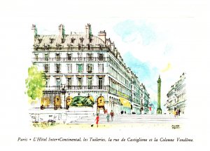 Postcard France ART Paris -Hotel Intercontinental drawing Pierre Pages