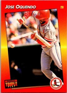 1992 Donruss Tripleplay Baseball Card Jose Oquendo St Louis Cardinals sk6142