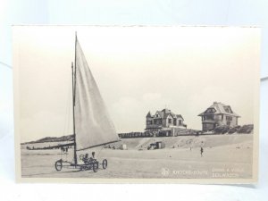 Char a Voile Zeilwagen Sand Yacht on Beach Knocke Zoute Belgium Vintage Postcard