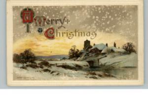 Winsch Christmas Embossed Snow House c1910 Postcard