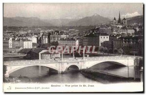 Old Postcard Geneve View Taking St. John