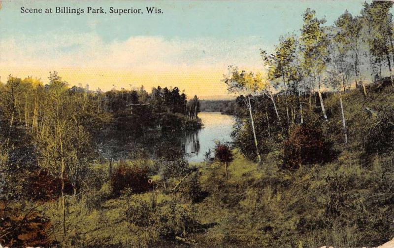 Superior Wisconsin Billings Park Birdseye View Antique Postcard K69879