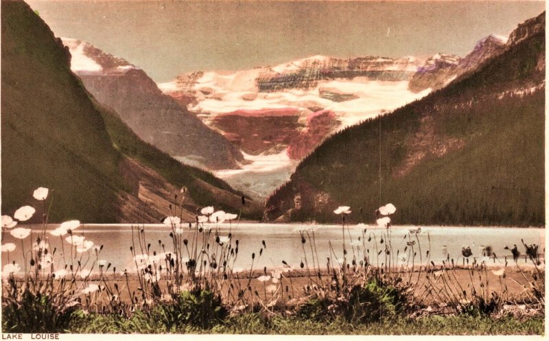 VINTAGE POSTCARD LAKE LOUISE FROM PHOTO BY BYRON HARMON