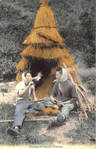 Early Japanese Smoking of Country Brothers Postcard