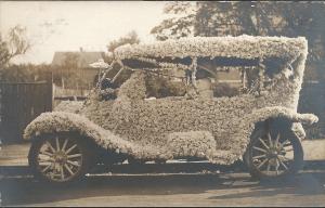 Real Photo, Car Covered With Roses, Unused Postal Card,