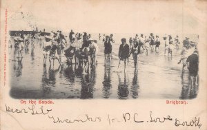 BRIGHTON KENT ENGLAND~ON THE SANDS-~1903 MEZZOTINE PHOTO POSTCARD