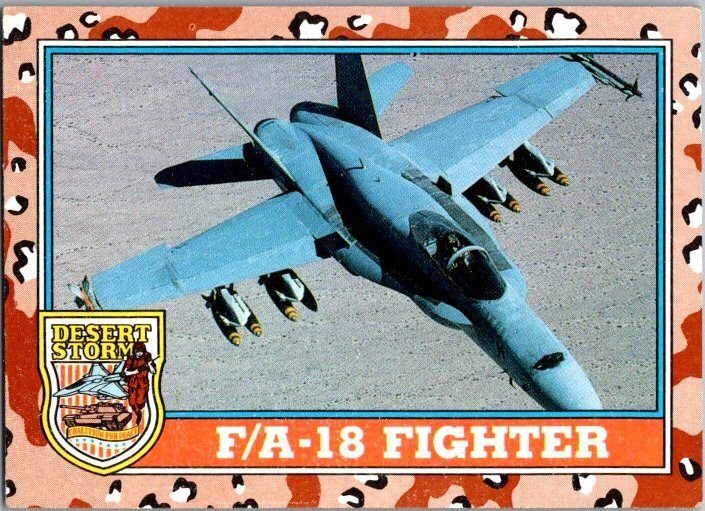 Military 1991 Topps Dessert Storm Card F/A-18 Fighter Jet sk21345
