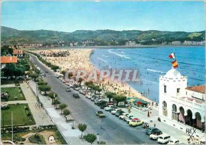 Modern Postcard Hendaye BP Frontiere Spanish The Beach In Spain background