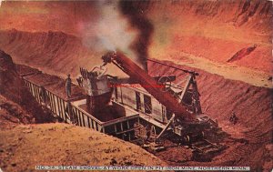 MN, Northern Minnesota, Steam Shovel at Work at Open Pit Mine, Mining