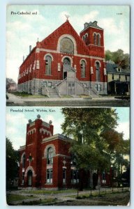 WICHITA, Kansas KS ~ Pro Cathedral & PAROCHIAL SCHOOL 1909  Postcard