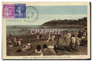 Old Postcard From The Saint Quay Plage I & # 39Heure Du Bain Stamp Daguin