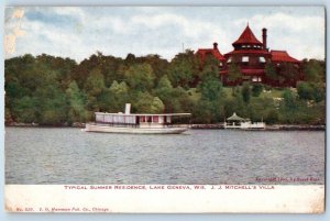 1909 Typical Summer Residence JJ Mitchell's Villa Lake Geneva Wisconsin Postcard