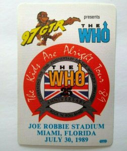 The Who Backstage Pass Original 1989 The Kids Are Alright Tour 25th Anniversary