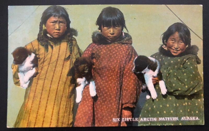 Mint  Alaska USA Picture Postcard PPC Eskimo Six Little Arctic Natives