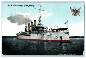 1909 US Battleship New Jersey Fort Morgan Colorado CO Posted Antique Postcard