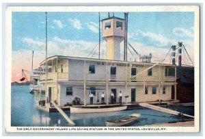 c1920's Government Inland Life Saving Station Boat Louisville Kentucky Postcard