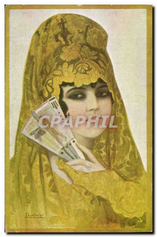 Old Postcard Fantaisie Fan Chantecler